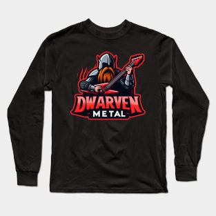 Dwarven Metal - Dwarf Guitarist - Fantasy Long Sleeve T-Shirt